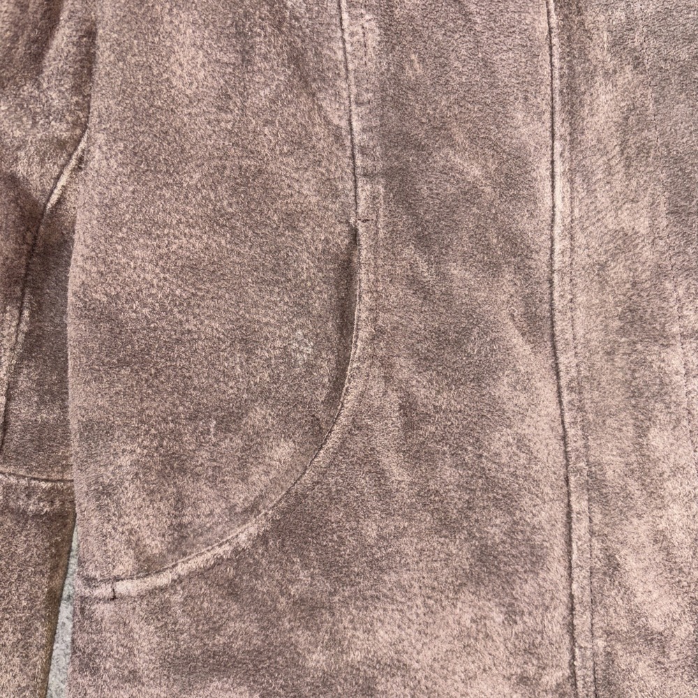 Y2K Live A Little Leather Jacket Women's Small Brown Button Up Wide Sleeves - Picture 5 of 10